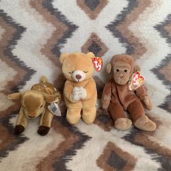 Set of 3 Ty Original Beanie Babies – Whisper, Hope & Bongo – Pre-Owned