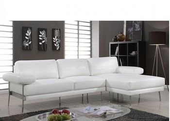 White Leatherette Sectional Sofa