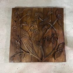 Hand Carved Wood Panel 