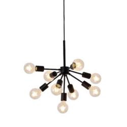 Adesso 9-Light Black Chandelier with No Shade Sputnik Light Fixture