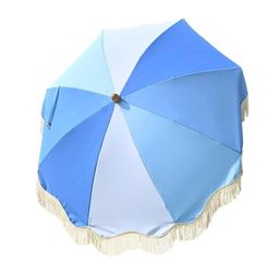 LAGarden Palm Springs Fringe Umbrella Replacement Canopy 6ft 8-Rib Blue - Decorative Theme Umbrella - New Year’s Sale