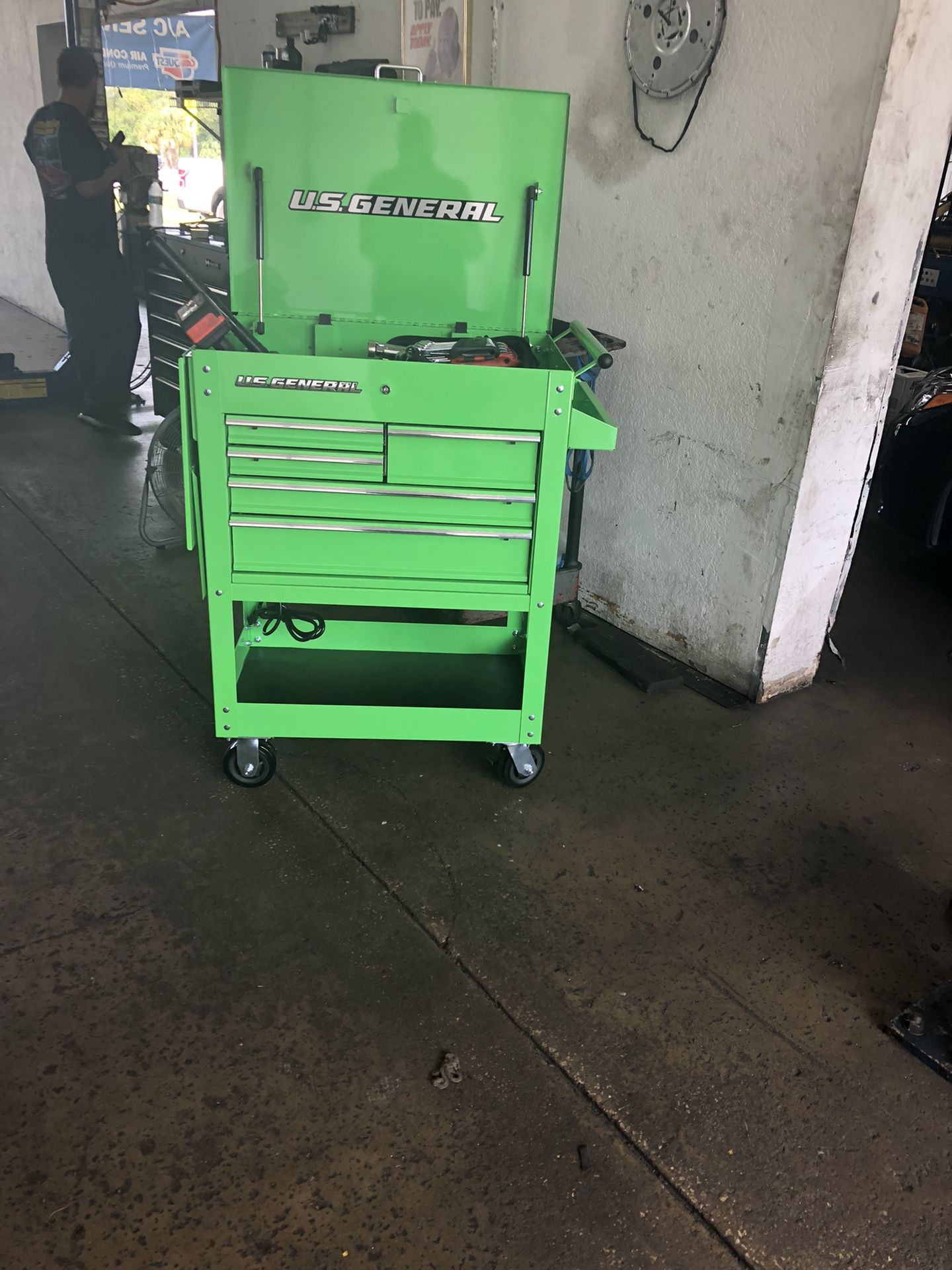 Us General Green 5 Drawer Tool Cart 