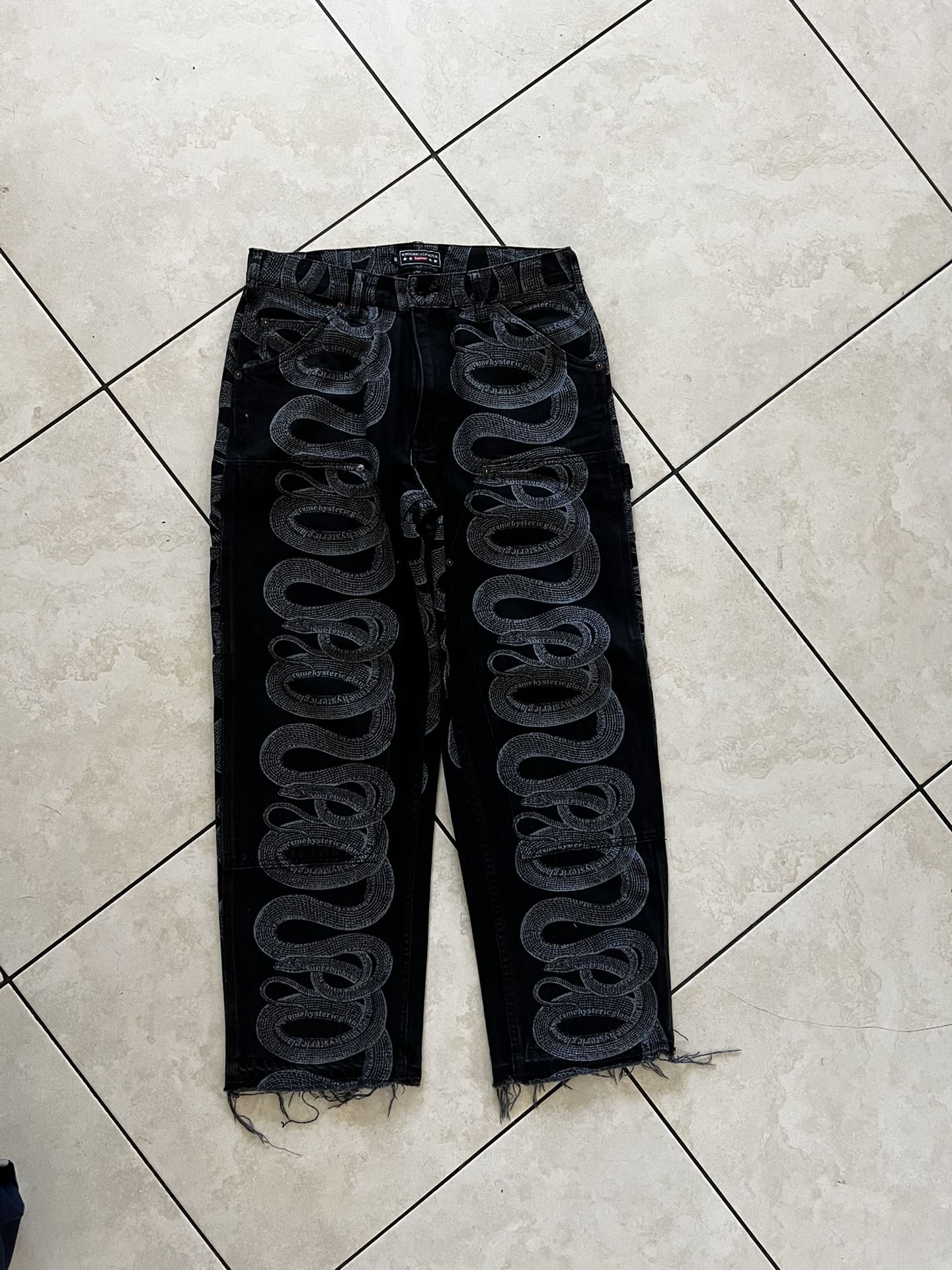 Supreme x Hysteric Glamour Carpenter Snake Print Black Denim