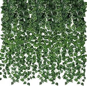 24 Pack 173ft Artificial Ivy Greenery Garland, Fake Vines Hanging Plants Backdrop for Room Bedroom Wall Decor, Green Leaves for Jungle Theme Party Wed