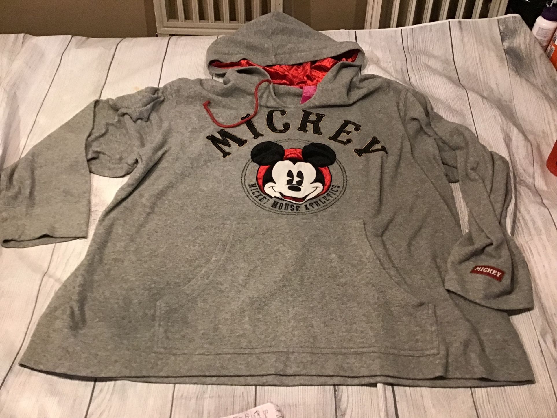Vintage The Wonderful World Of Disney Mickey Mouse Grey Fleece Hoodie Size 4x