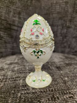 Fabergé-Style Enamel Egg Trinket Box