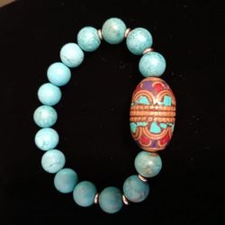 Turquoise & Coral Bracelet