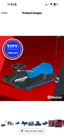 Razor 12V Crazy Cart Shift Electric Drifting Go Kart - Blue/Black: Steel Frame, 8 mph Speed