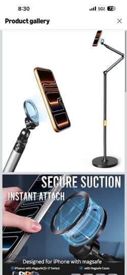 Magnetic Phone Floor Stand, Aluminum iPhone Overhead Stand with Adjustable Arm & Remote for Multi-Angle Creative Shooting, Stable Stand for iPhone/And