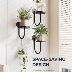 Wall / Window Plant Shelves Hanging Plant Holder  Black 3pcs