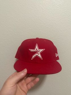 Red New Era Houston Astros cap with white star logo Size 7 5/8