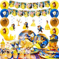 117pcs Beauty And Beast Party Decorations And Tableware Kits (New, Unopened)