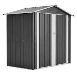 New in Box 6 ft. W x 4 ft. D Metal Shed with Double Door With base frame Waterproof Garden Tool Shed