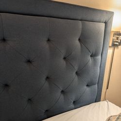 Blue Upholstered Tufted Headboard 