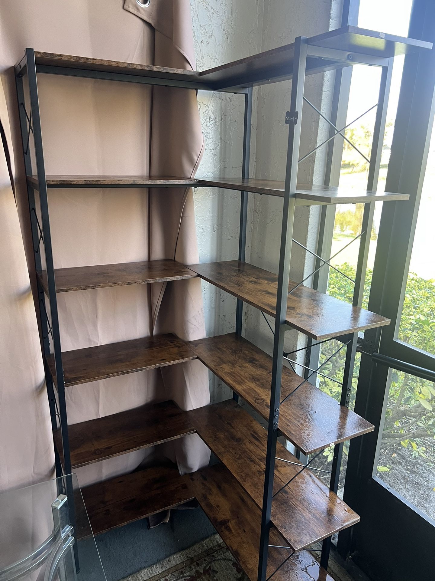 Corner Flower Rack 6-Tier Tall Wood Plant Stand,