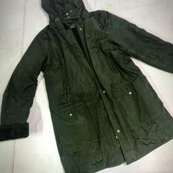 Large Black Long Rain Jacket Coat Pockets Hood 
