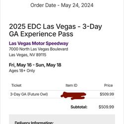 EDC LV 2025 GA ticket