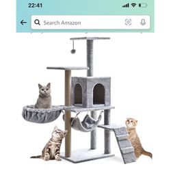 Cat Tree Cat Tower Condo for Indoor Cats with Padded Plush Perch,Cat House with Basket Scratching Board Post