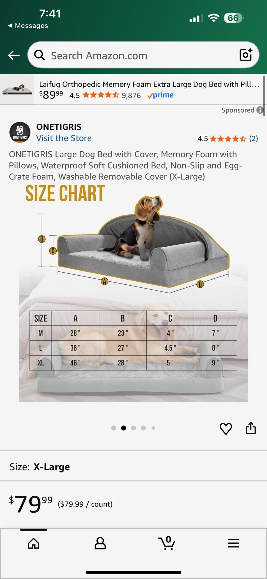 Dog Bed Size Medium