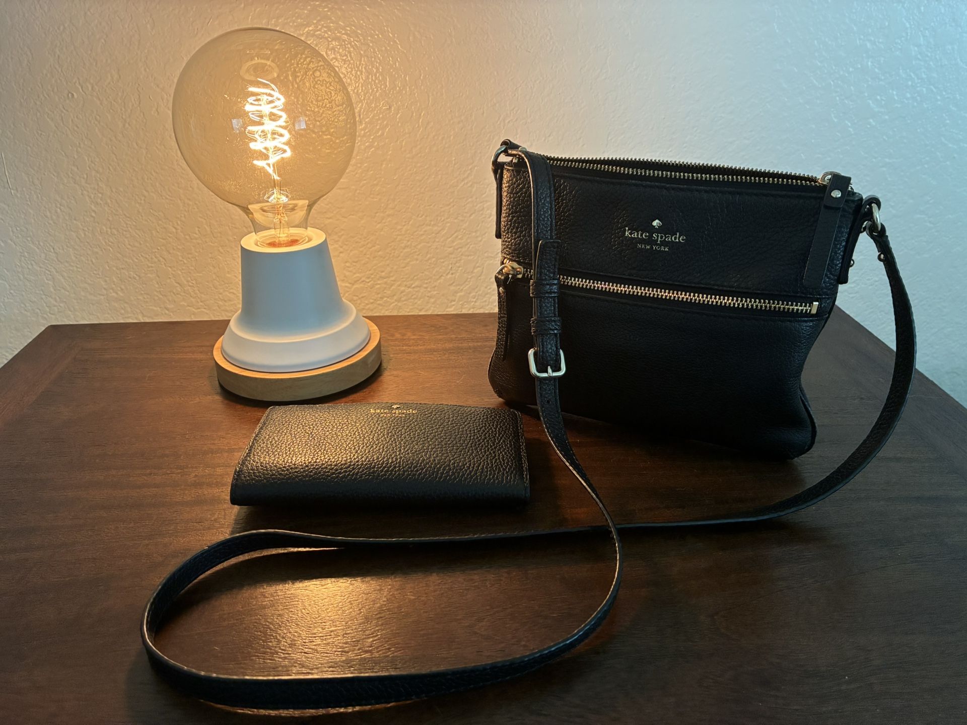 Kate Spade Black Leather Crossbody Bag & Wallet