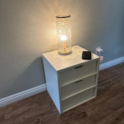 Side table with charging station Color - white Available single at $80 Set of two for $140 price is firm