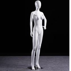 Glossy White Abstract Adult Female Fiberglass Fashion Mannequin with Base