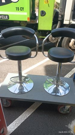 Black Leather Adjustable Stools 