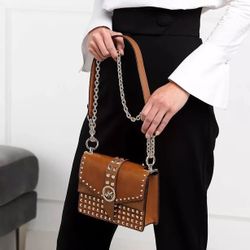 Michael Kors Greenwich studded leather crossbody bag