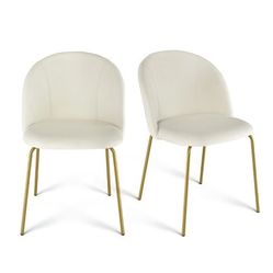 Set Of 2 Nano Tufted Velvet Upholstered Side Chair Gold Leg -The Pop Maison