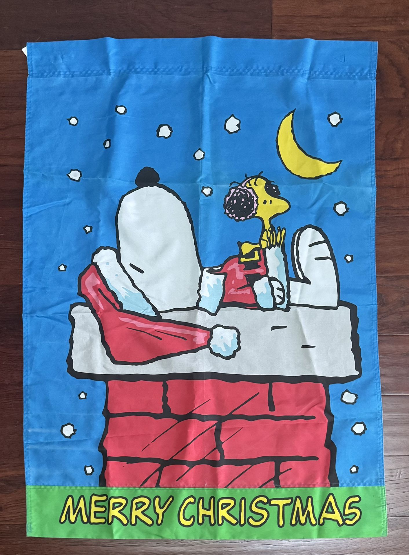 Peanuts Snoopy Woodstock Winter Christmas Outdoor Nylon Garden Flag 28.5X 40.5 just $8
