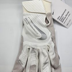 NEW Nike Hyperdiamond Select Batting Gloves Adult White/Silver Softball Size L