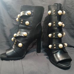 Black Pearl Open Toe High Heel Boot