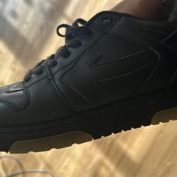 Off White Black Leather Sneakers 