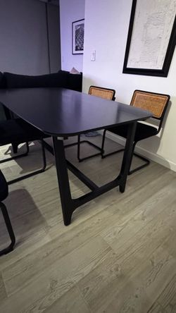 Black Dining Table with Chairs Set