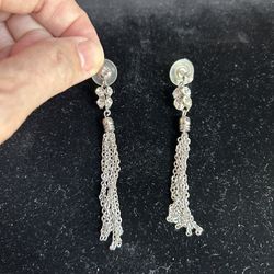 Dangle Rhinestone And Silver Earrings 