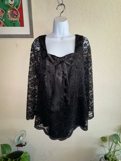 Lace blouse with satin bow