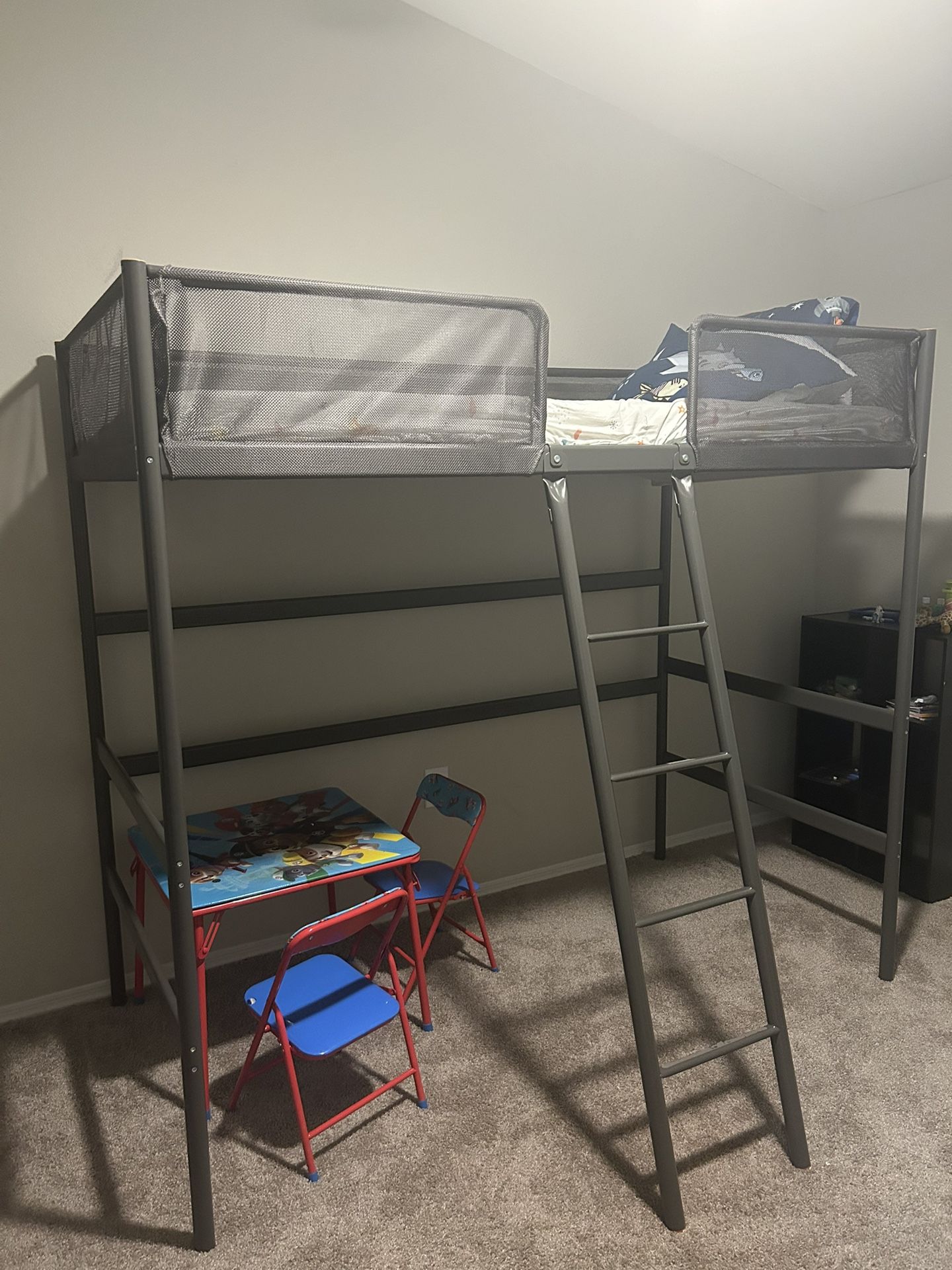 Twin Loft Bed Metal Grey