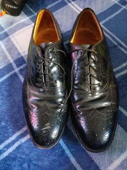 Black Leather Wingtip Brogue Oxford Dress Shoes