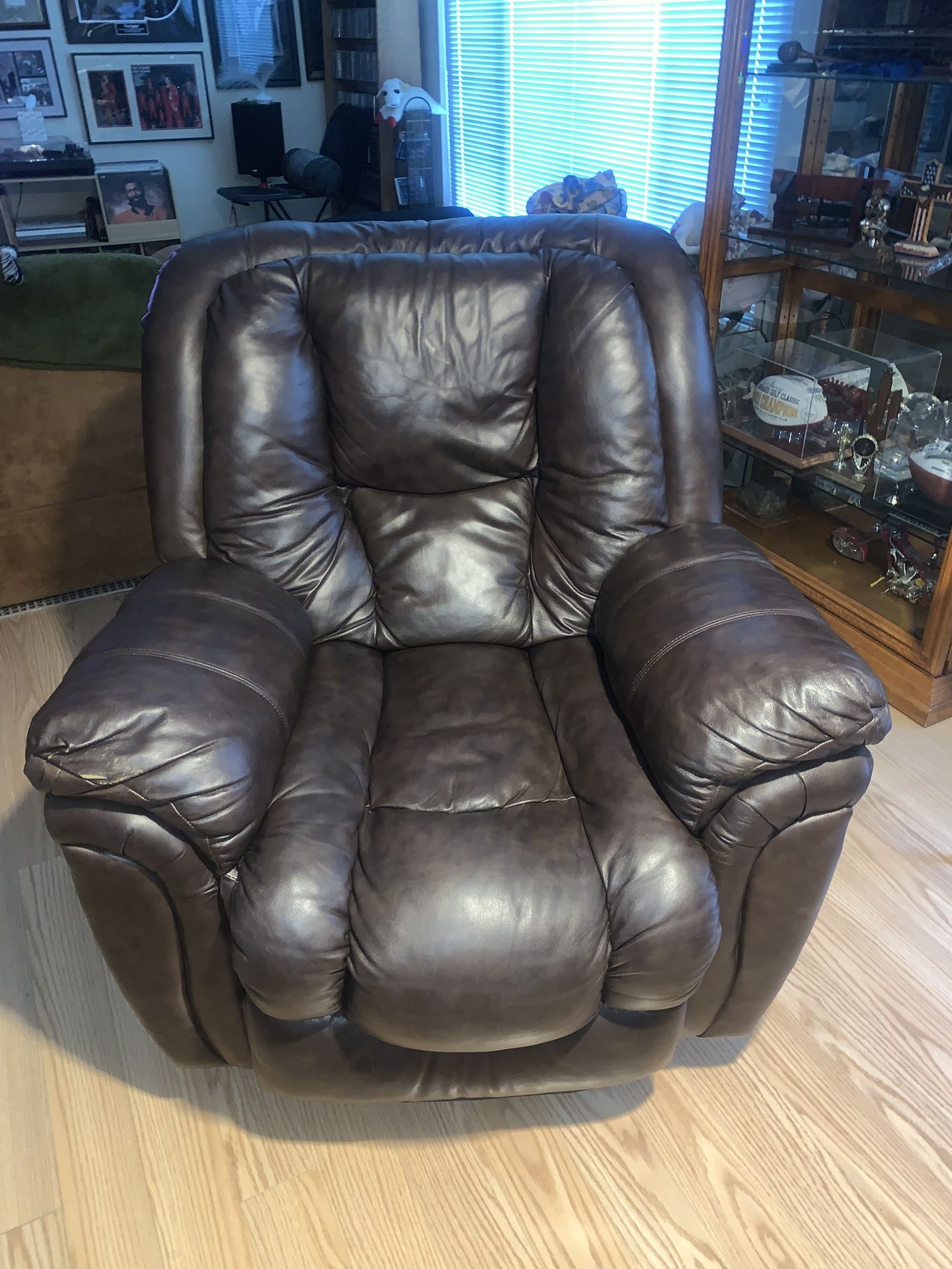 Brown Leather Swivel Recliner