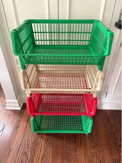 Vintage - Heavy Duty - Stackable Storage / Container Baskets - Sturdy