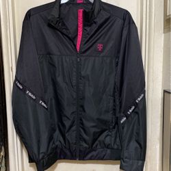 T-Mobile Windbreaker Unisex Extra Large Black With Bright Pink And White Trim