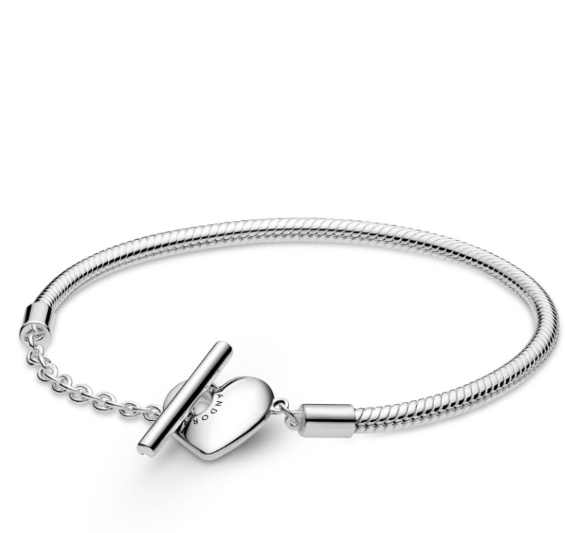 PANDORA PANDORA MOMENTS HEART T-BAR SNAKE CHAIN BRACELET 