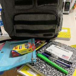 Large Gray Backpack With Some Supplies 