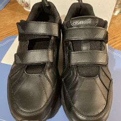 Néw Mens Avia Black Leather Strap Hook And Loop Size 12 W