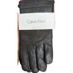Calvin Klein Black Leather Gloves