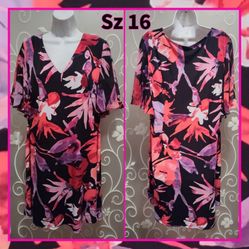 WOMENS TROPICAL FLORAL DRESS SIZE 16