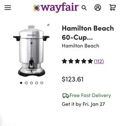 Hamilton Beach D50065 60 Cup (318 oz.) Stainless Steel Commercial Coffee Urn  / Percolator - 1000W. for Sale in Hollywood, FL - OfferUp