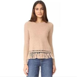 Club Monaco Merino Wool Berberly Tan Tassel Sweater Fringe-Great Condition XS 
