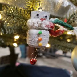 Handmade Champagne Cork Snowman Ornament