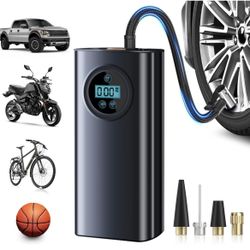 Portable Compressor Tire Inflator with LCD Display, with 3 Nozzle Adapters,Infla